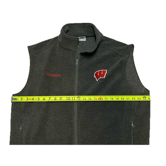 Columbia University Wisconsin Badgers Logo Vest Charcoal Gray Fleece XL - Picture 4 of 7